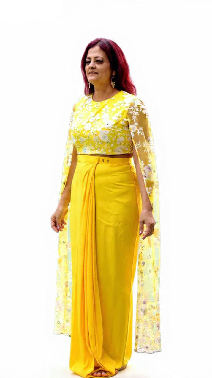 Yellow Readymade Saree