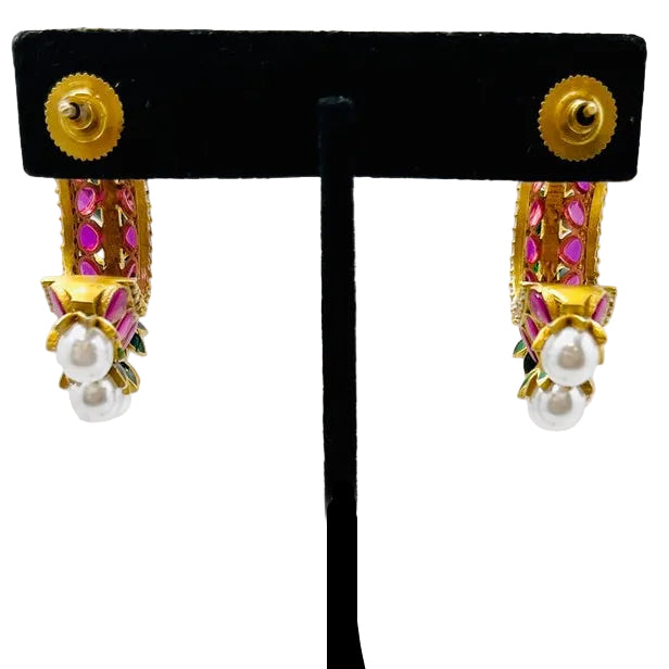 Sabyasachi Inspired Pink Stone Kundan Earrings