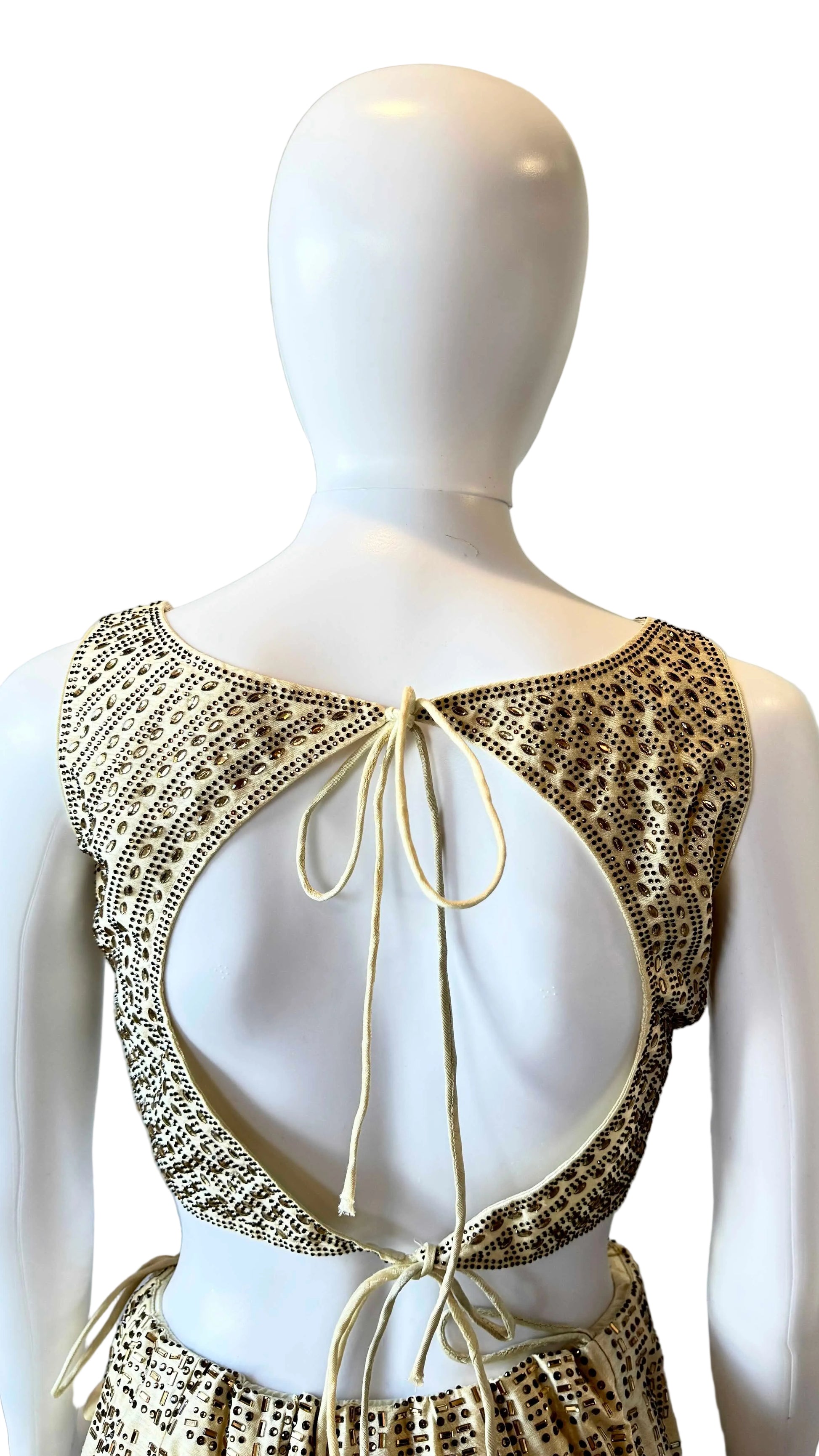Cream Rhinestoned Bridal Lehnga