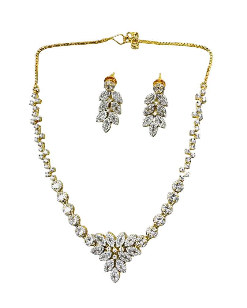 Gold American Diamond Necklace Set