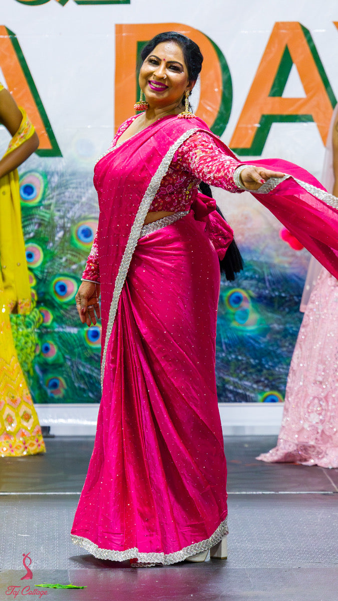Fuchsia Readymade Saree