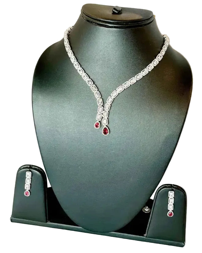 Pink Double Drop Jewelry Set