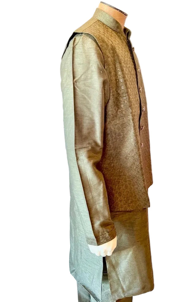 Moss color Vest Kurta Set