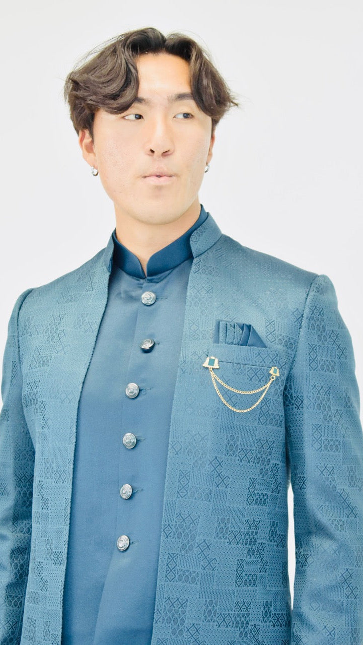 Peacock Blue Indo-Western Set
