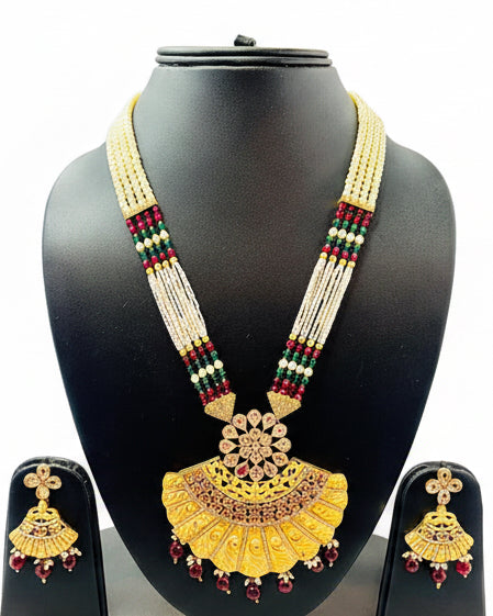 White & Gold Color Kundan Set