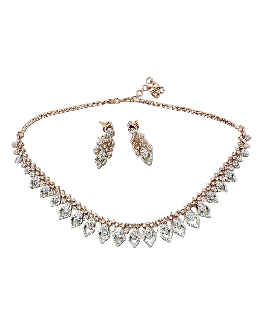 Rose Gold American Diamond Necklace Set