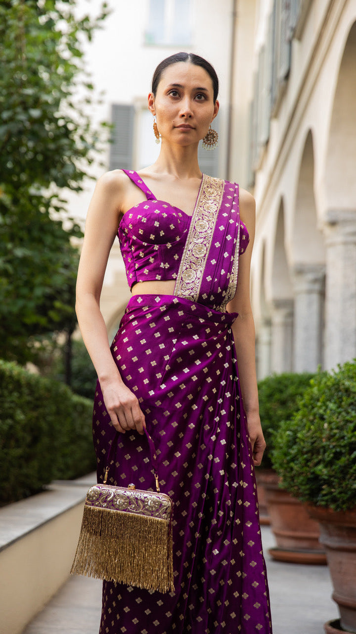 Purple Readymade Saree