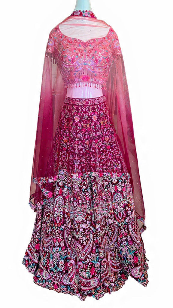 Wine Color Bridal Lehnga Set