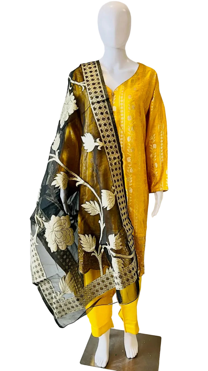 Yellow & Black Palazo Set