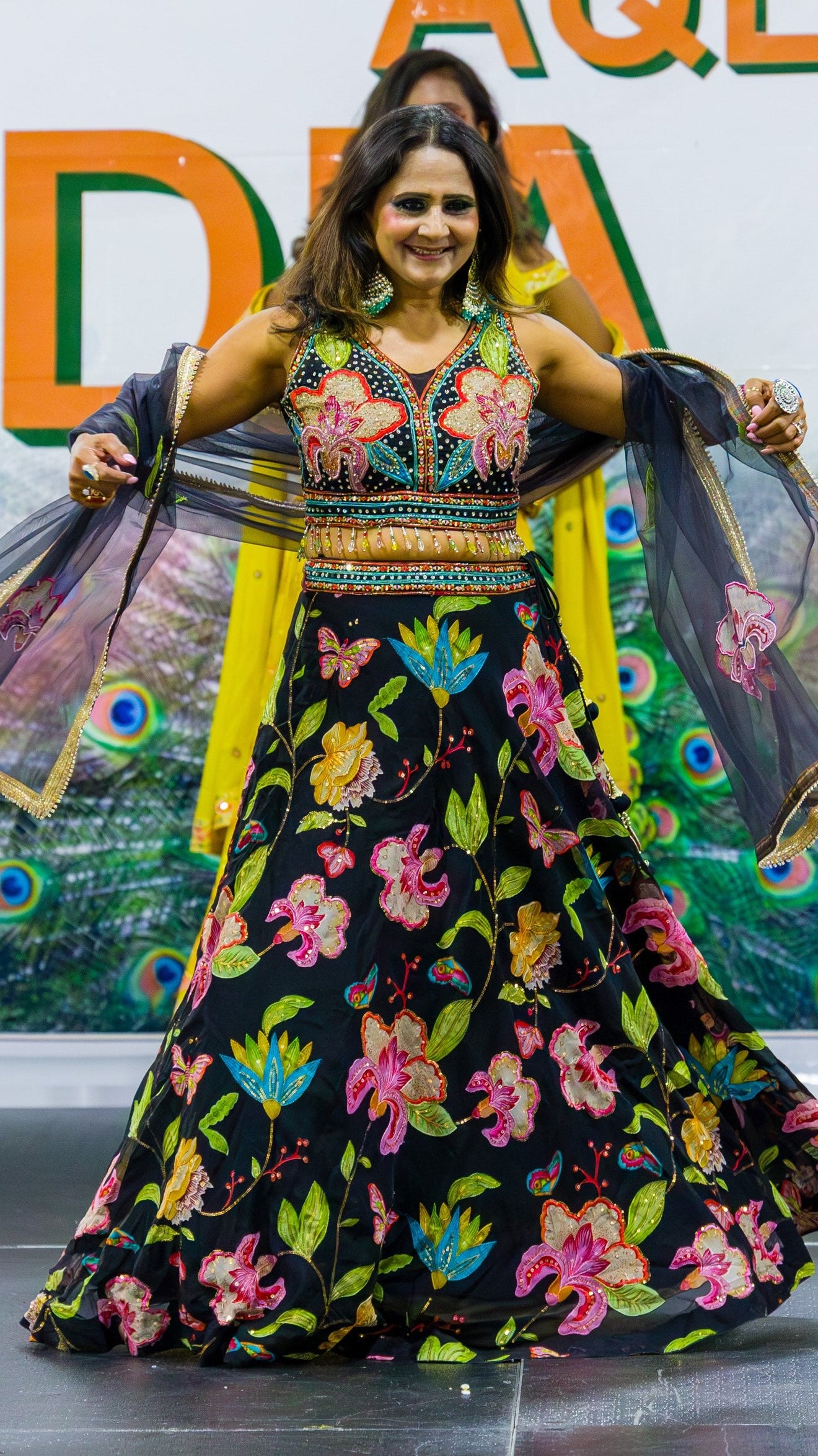 Black Floral Lehnga Set