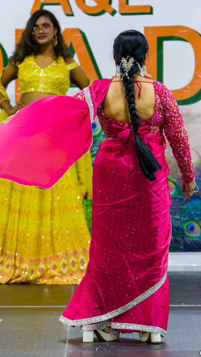 Fuchsia Readymade Saree