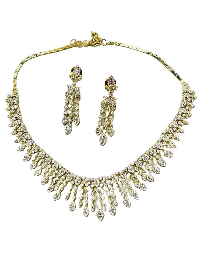 Gold American Diamond Necklace