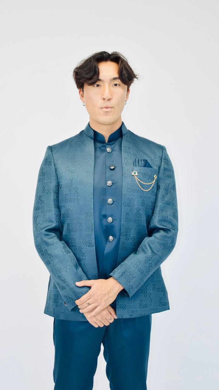 Peacock Blue Indo-Western Set