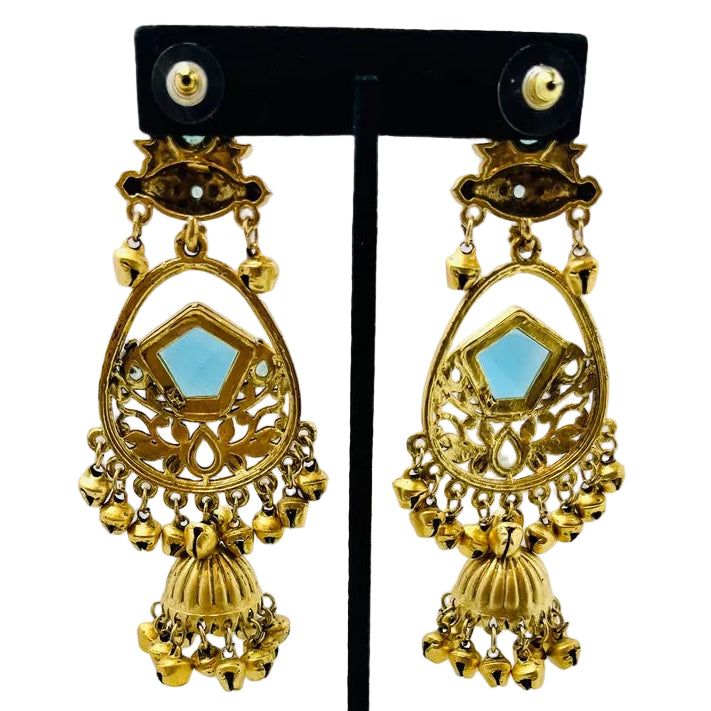Gold & Sky-Blue Earrings
