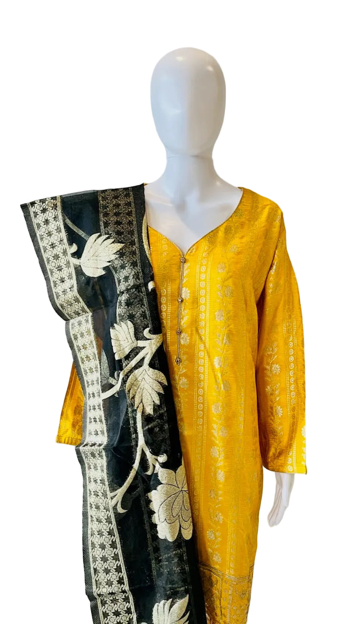 Yellow & Black Palazo Set