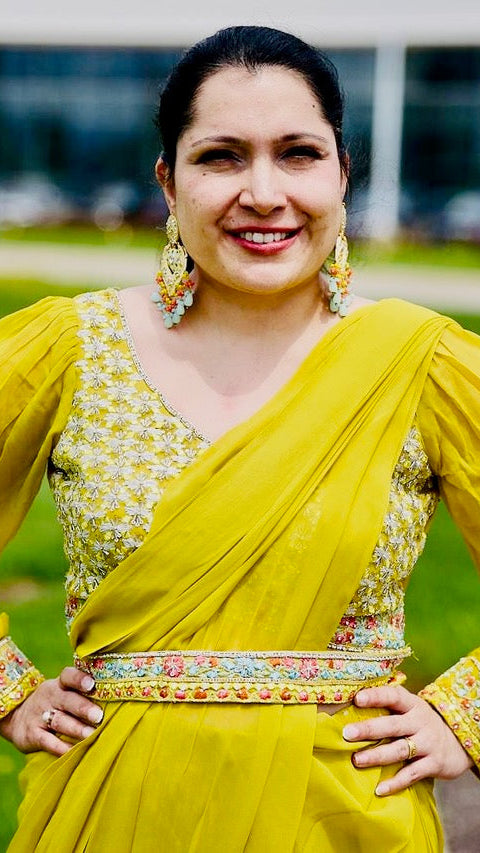 Olive Green Readymade Saree