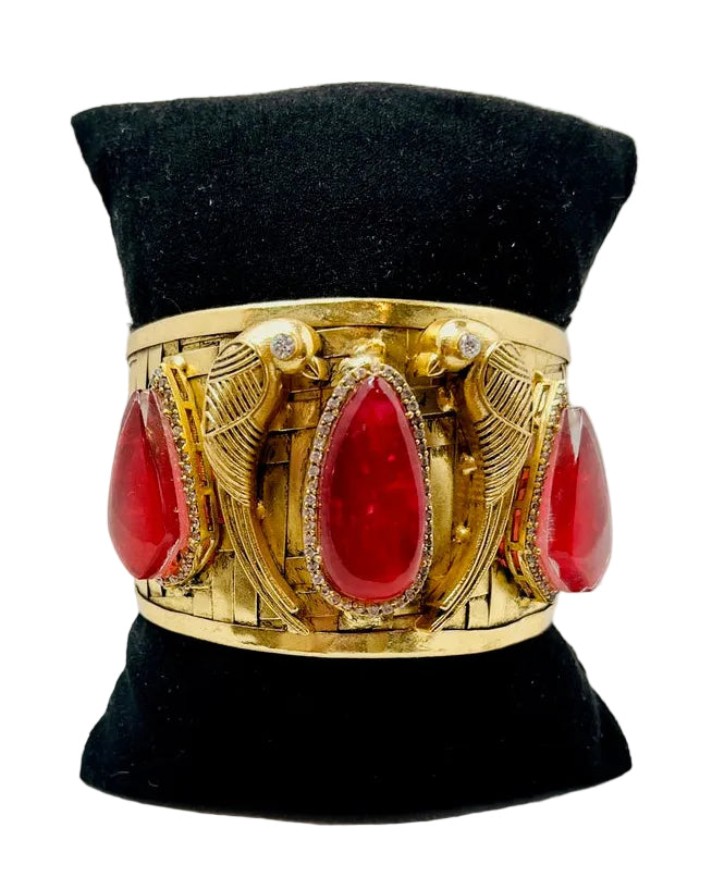 Sabyasachi Inspired Gold & Red Stone Bracelet