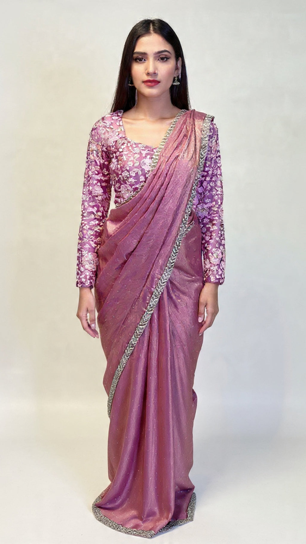 Lavender Readymade Saree