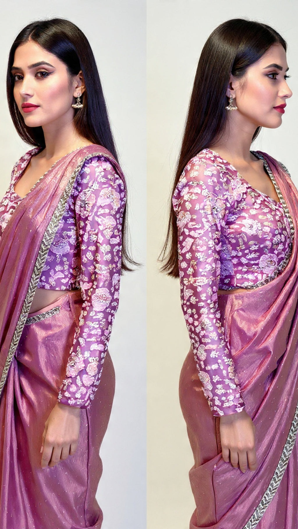 Lavender Readymade Saree