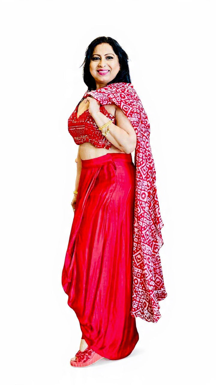 Red Color Readymade Dhoti Set