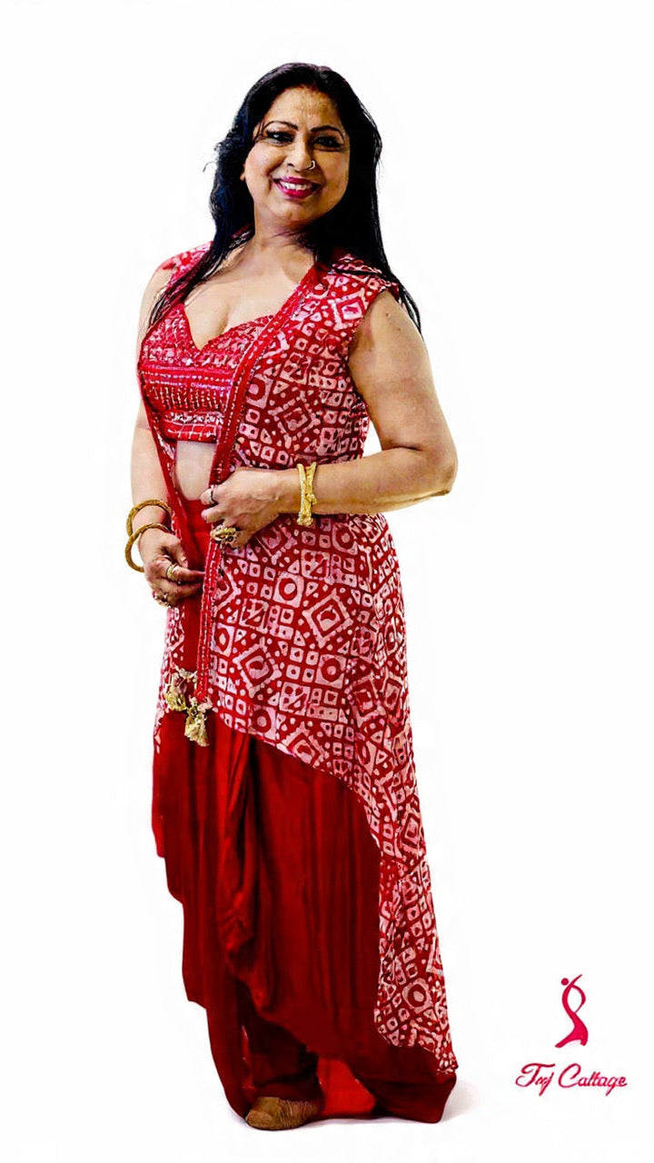 Red Color Readymade Dhoti Set