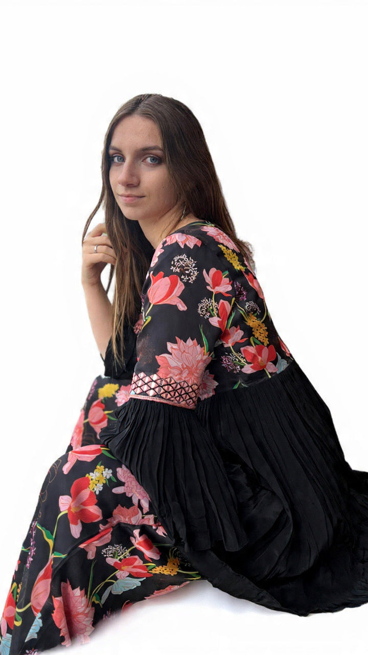 Black Floral Printed Palazzo Set