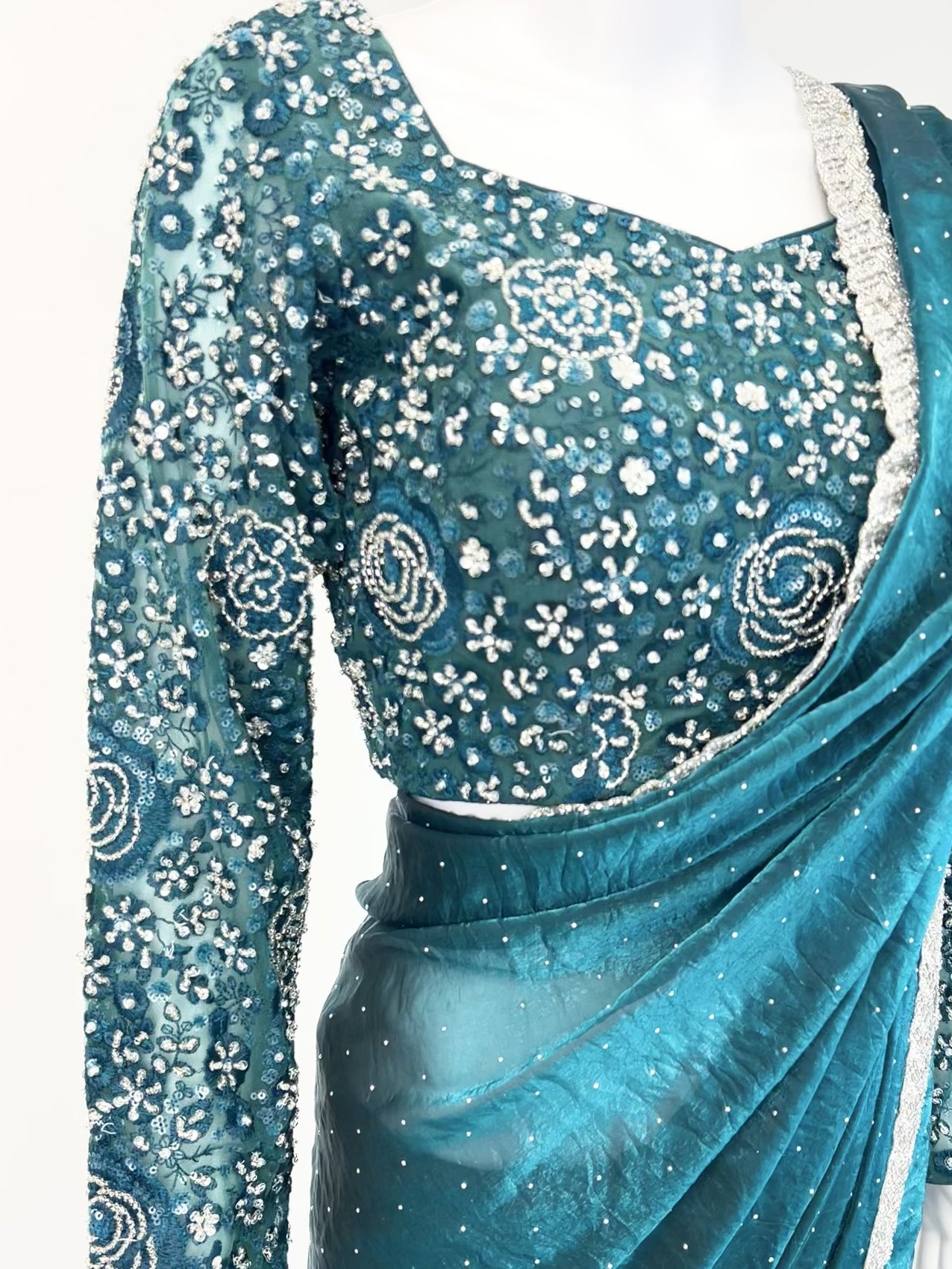 Teal Readymade Saree