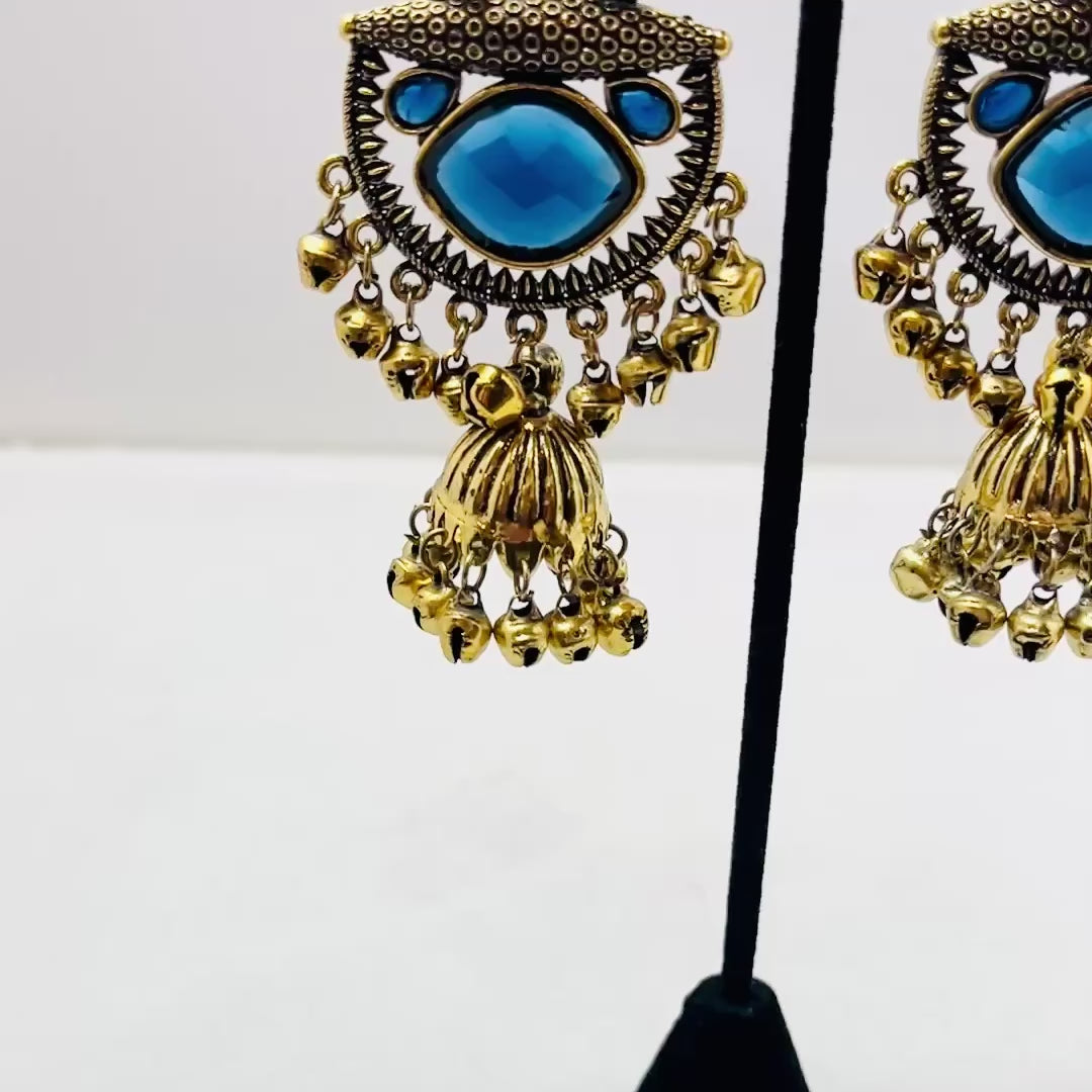 Gold & Blue Earrings