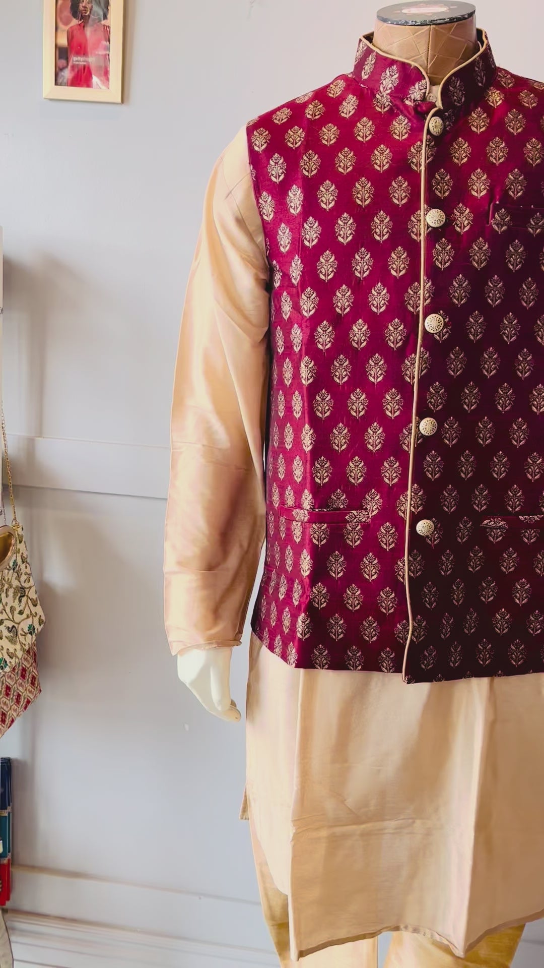 Maroon Vest Kurta Set