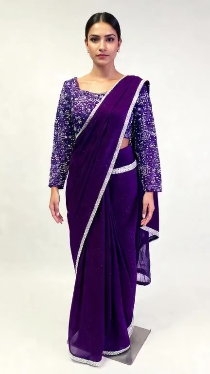 Purple Readymade Saree