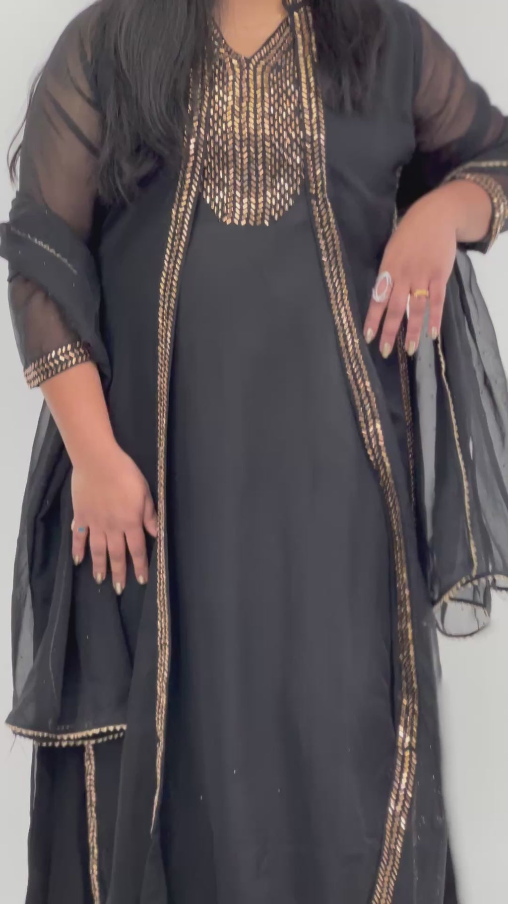 Black Georgette Embroided Gown