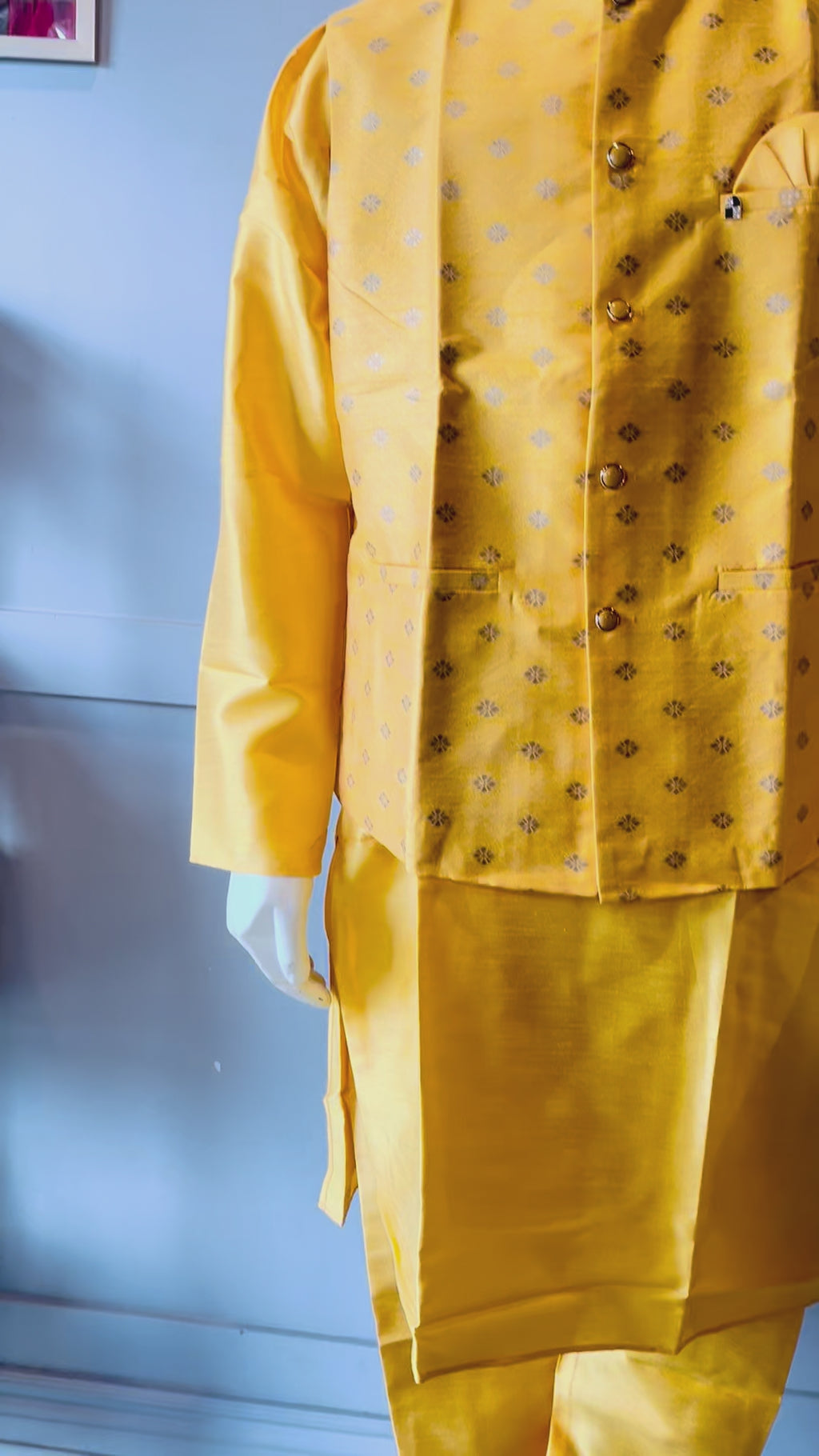 Yellow Kurta Vest Set