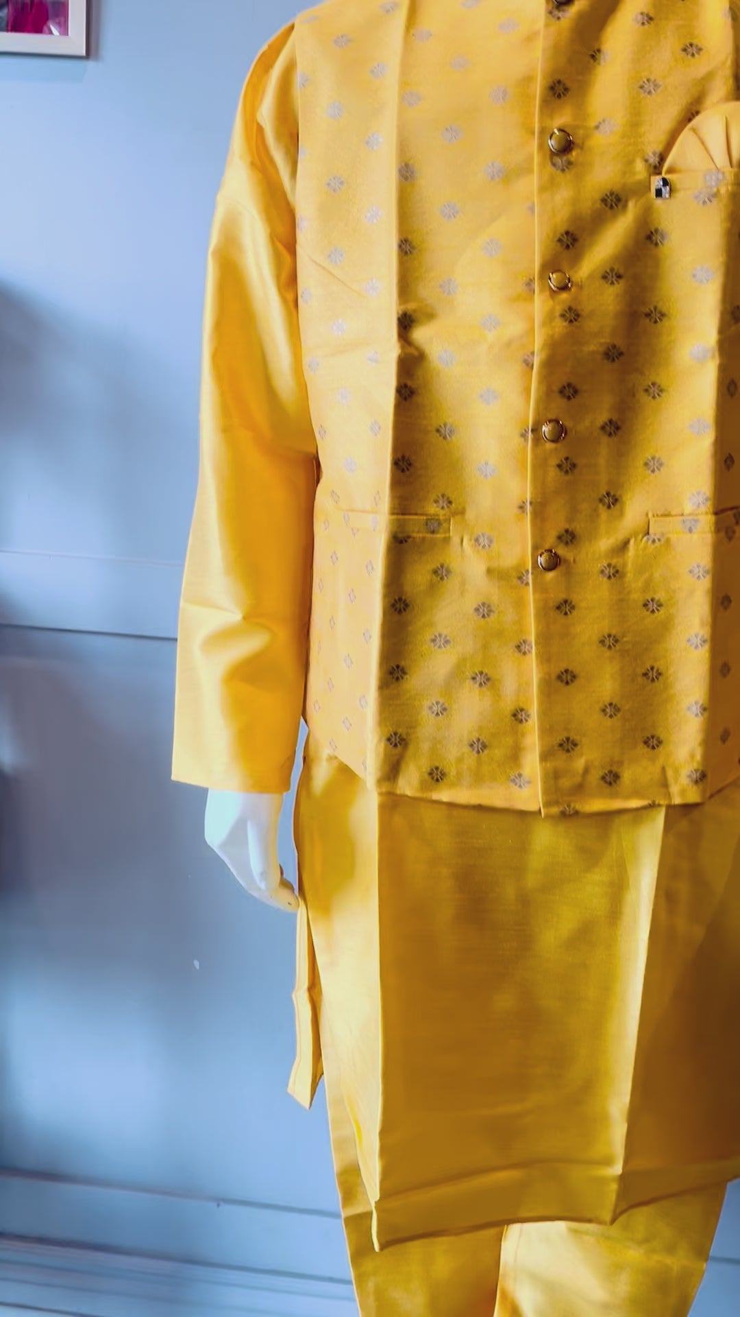 Yellow Kurta Vest Set