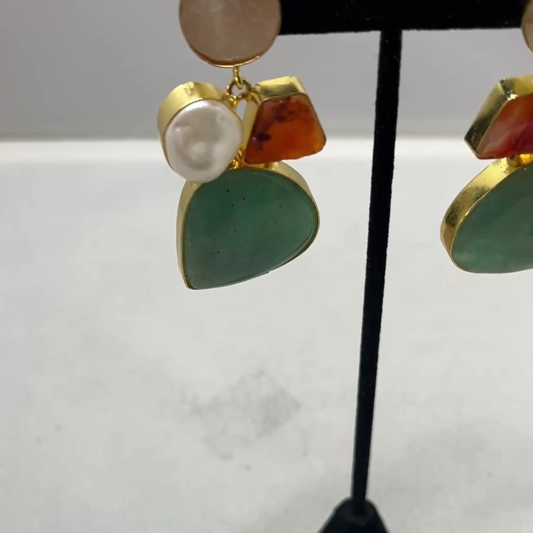 Sabyasachi Inspired Multi-Gemstone Pearl Earrings