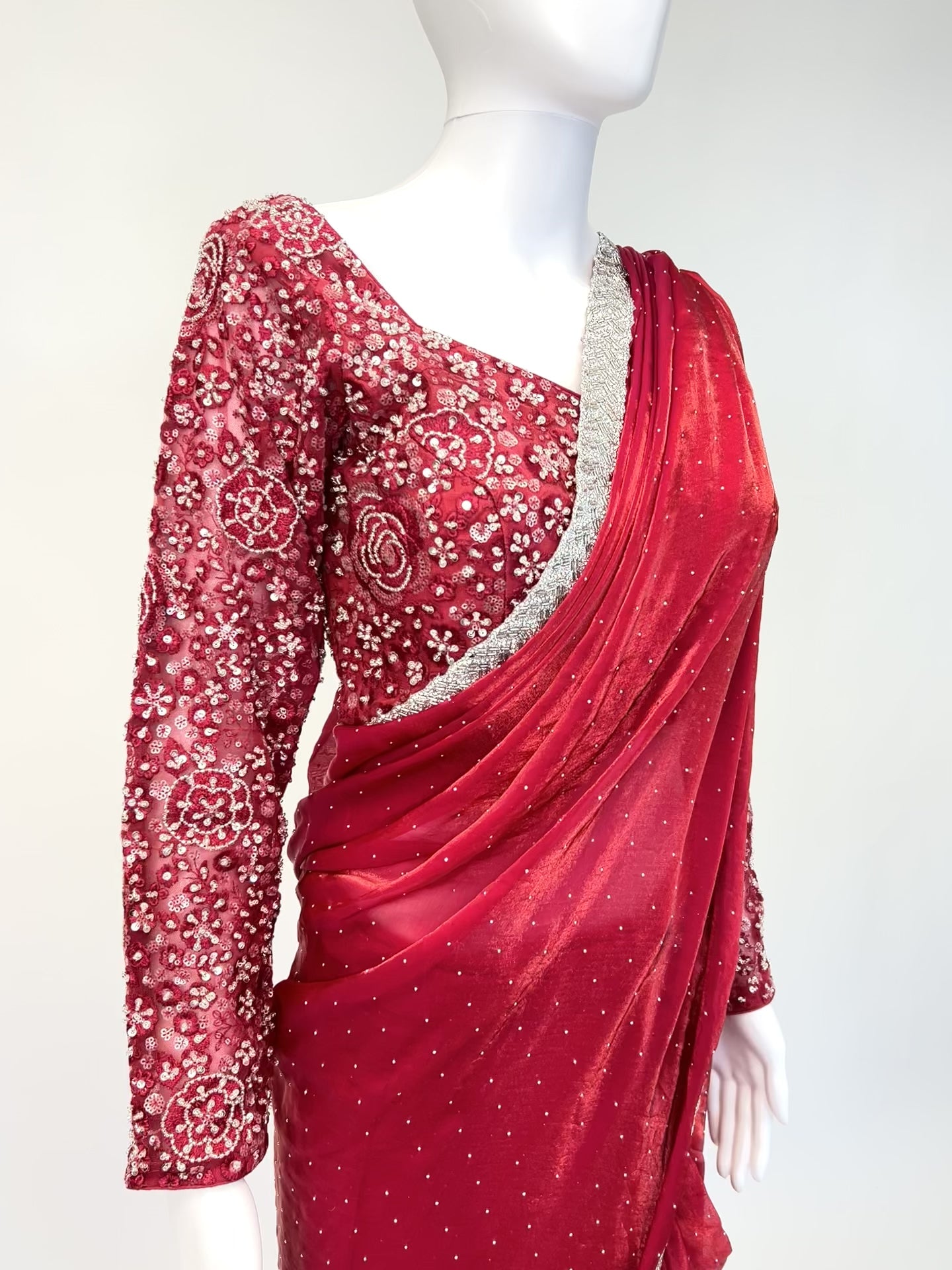 Scarlet Red Readymade Saree