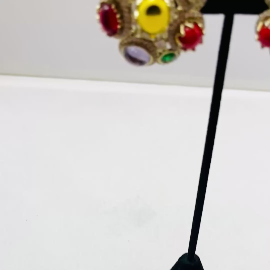 Sabyasachi Inspired Multi-Color Gemstone Earrings