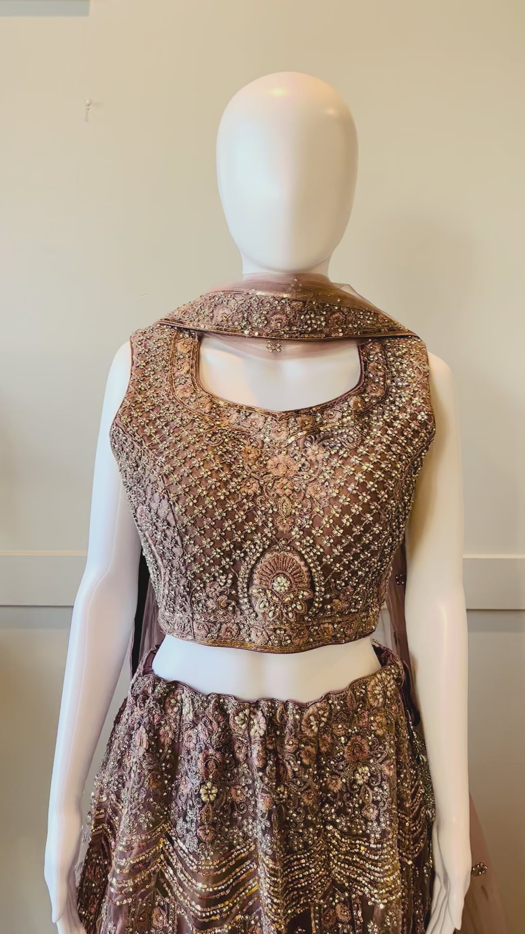 Dark Mauve Bridal Net Lehnga