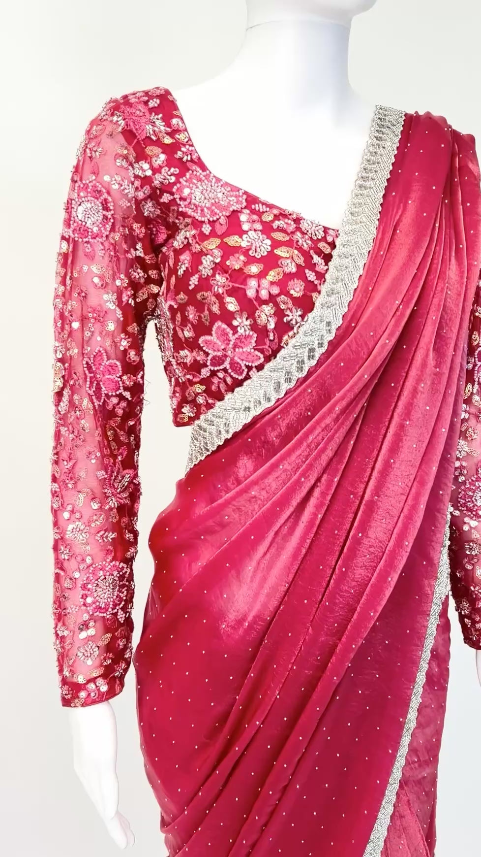 Fuchsia Readymade Saree