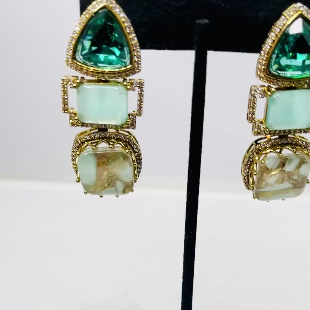Sabyasachi Inspired Multi-Stone Drop Earrings
