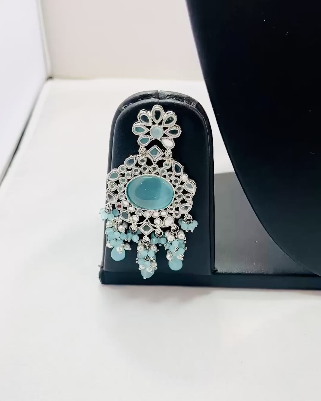 Sky Blue Kundan Choker Necklace Set