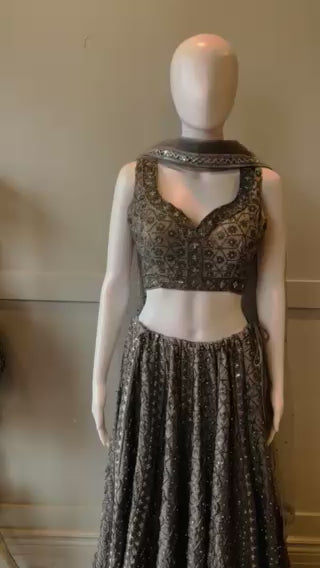 Grey Georgette Lehnga
