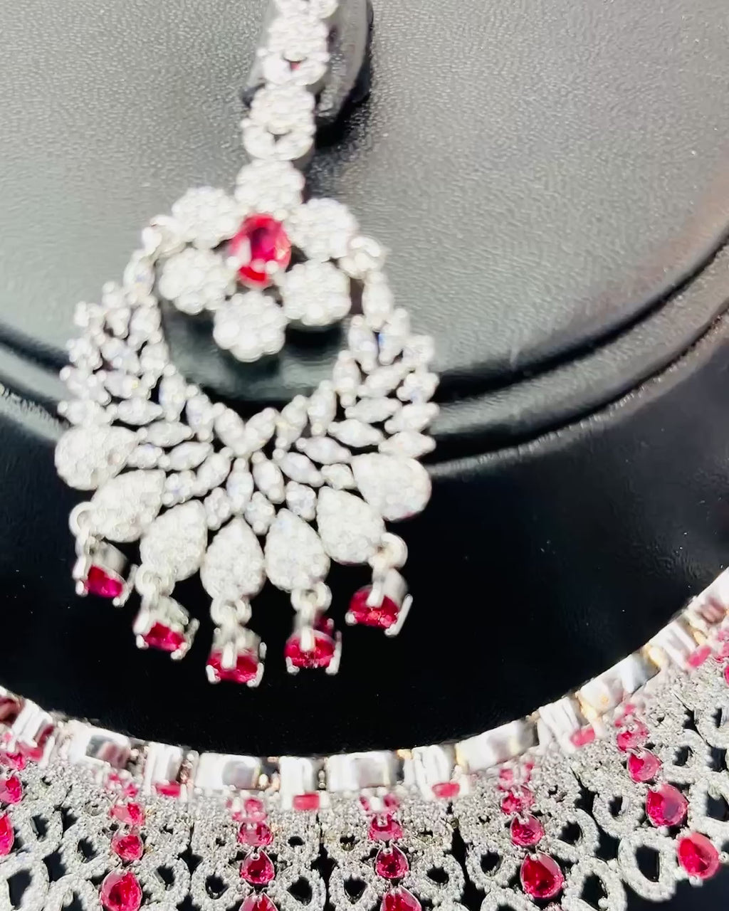 Pink American Diamond Necklace Set