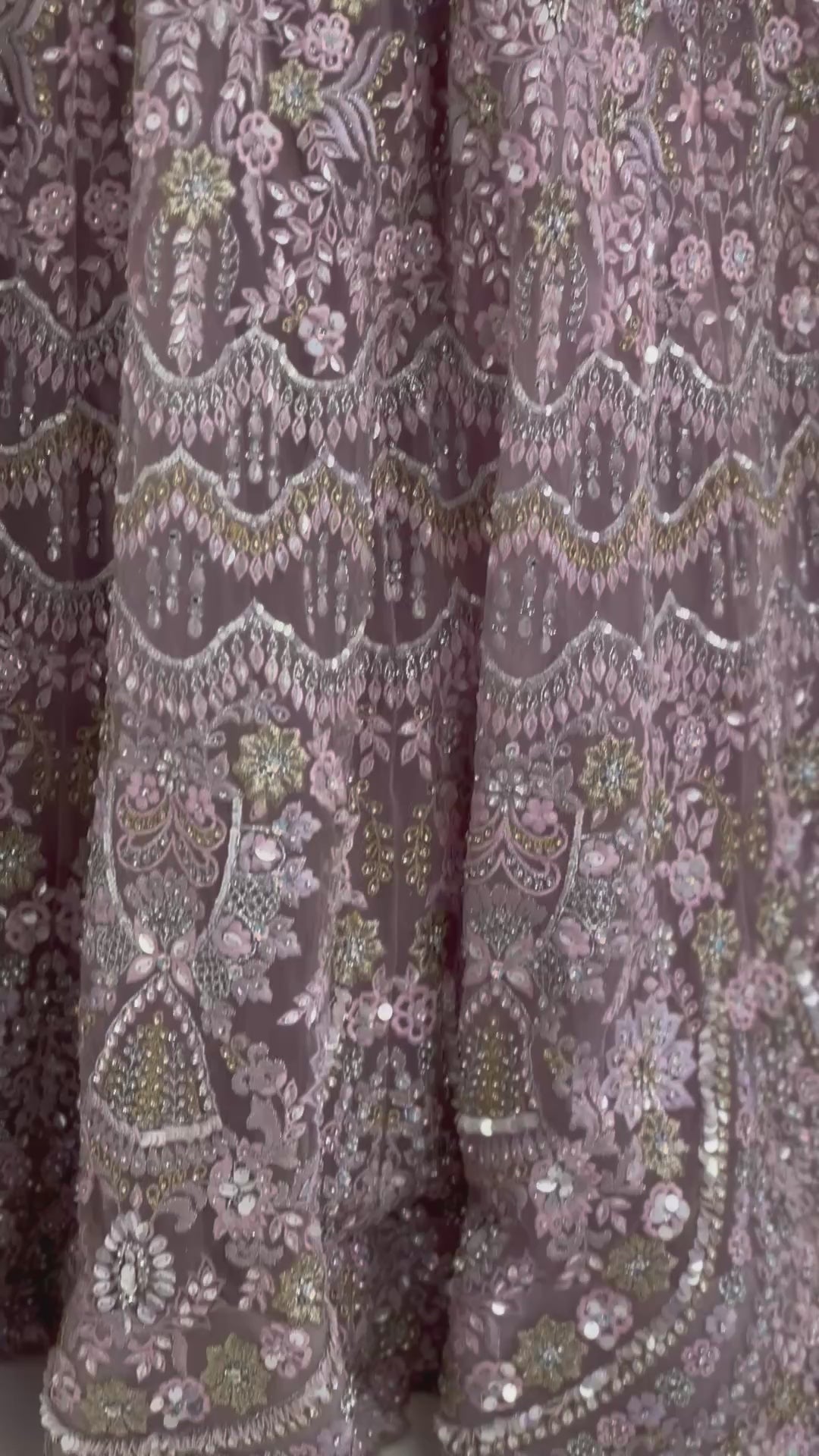 Light Lavender Bridal Lehnga with Beaded Fringe