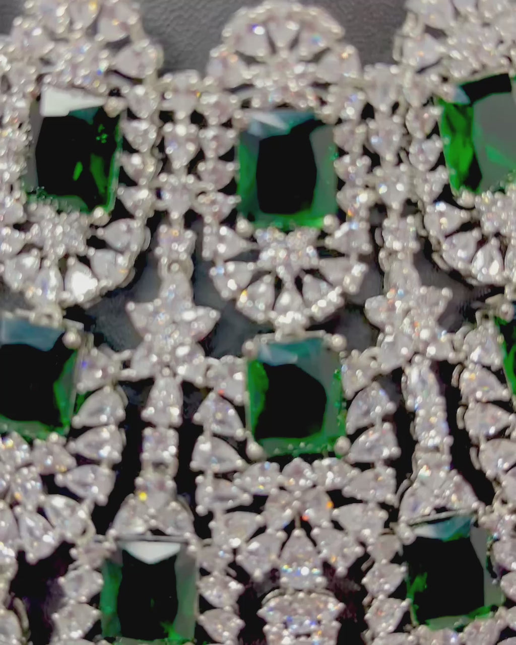 Green & White American Diamond Bridal Necklace Set