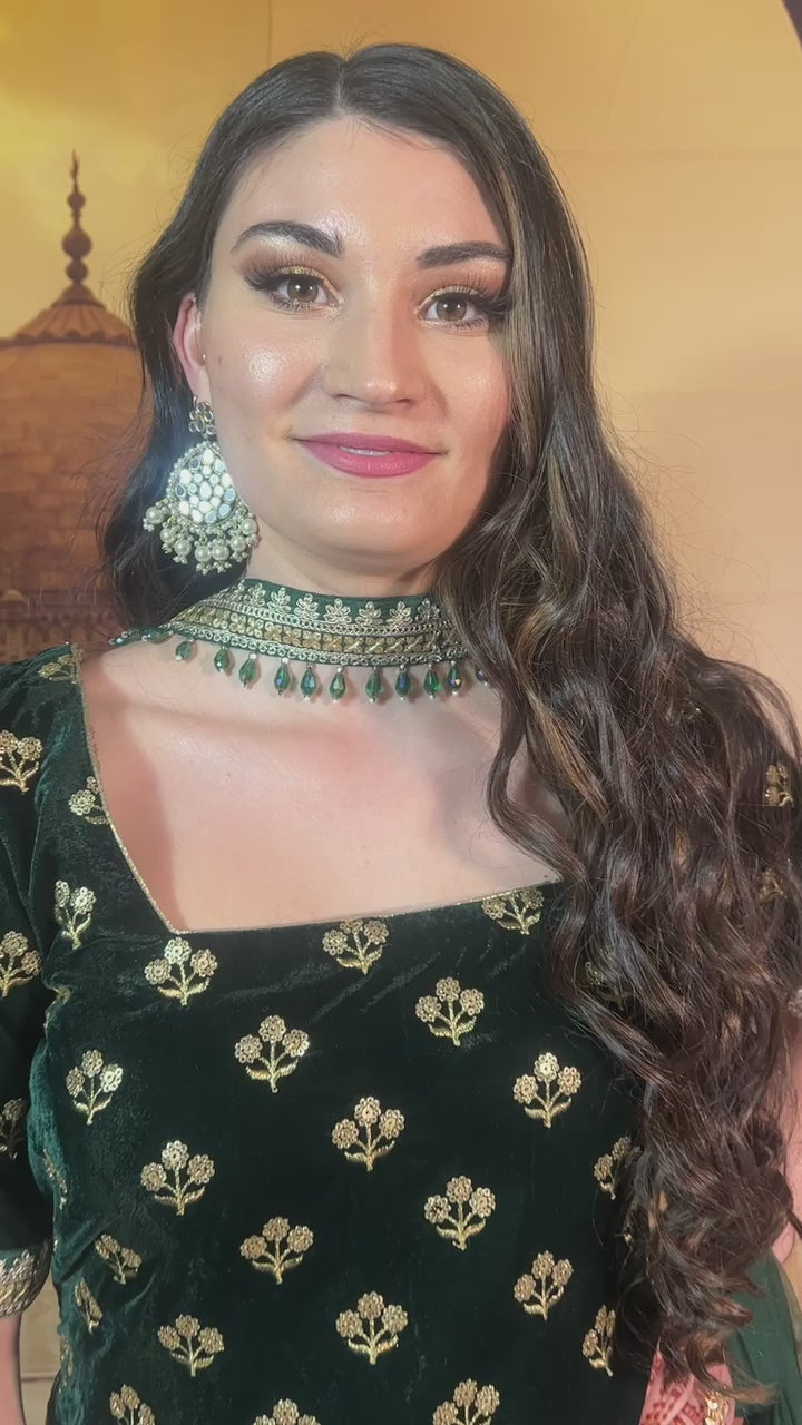 Dark Green Sharara Set