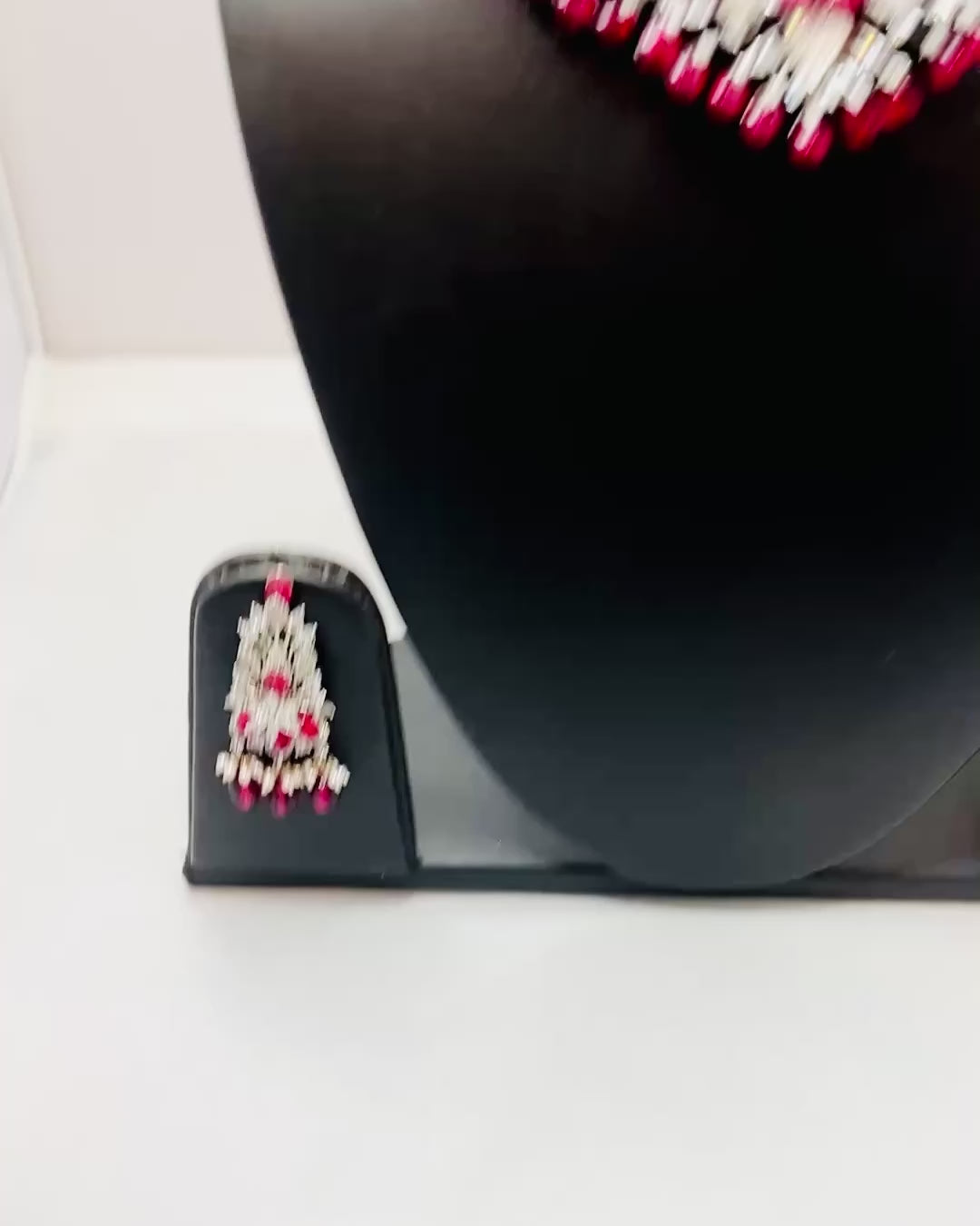 American Diamond Red Pearl Set