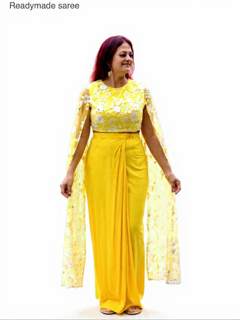 Yellow Readymade Saree