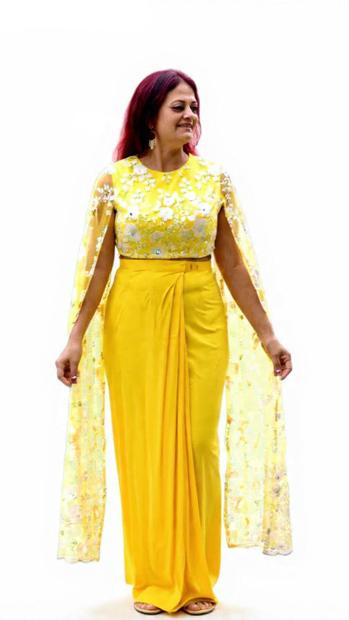 Yellow Readymade Saree
