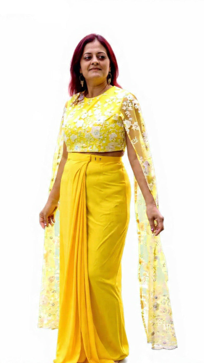 Yellow Readymade Saree