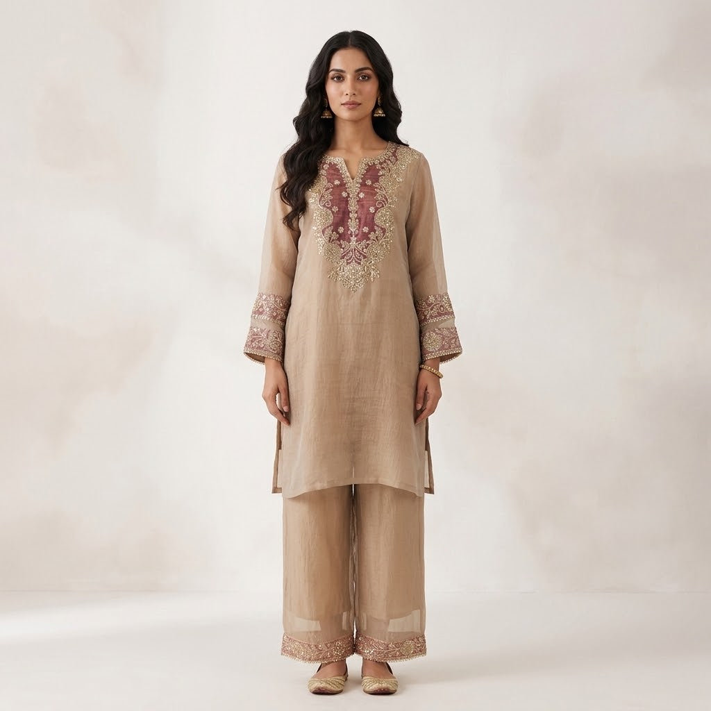 Beige Palazzo Set
